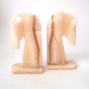 Vintage onyx horse figurine bookends, set of two bookends, onyx book holder art deco home decor, shelf decor figurine, art deco Germany
