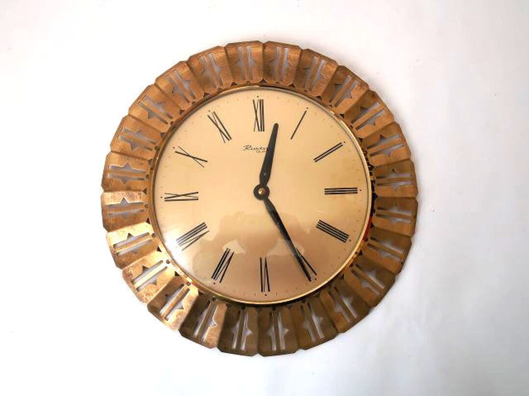 Vintage Brass Wall Clock Richter Mid Century Clock Brass Etsy