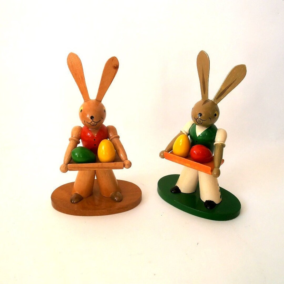 Vintage Easter Rabbit, Wooden Easter Decor, German Folk Art Ore ...