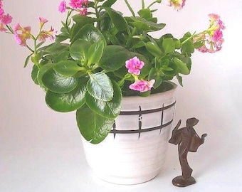 Vintage indoor ceramic planter, graphic indoor plant pot, fat lava flower pot, west german pottery WGP, mid century modern home decor