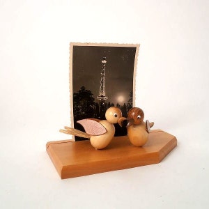 Vintage ore mountain picture holder, mid century letter holder, desk tidy, desk decoration