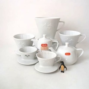 Vintage tea pot / coffee pot Melitta filter West Germany 60s, mid century coffee filter 103, porcelain coffee filter 100 and 102