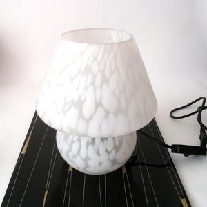 Vintage mushroom lamp table light, hand blown glass lampshade, glass table lamp cased glass