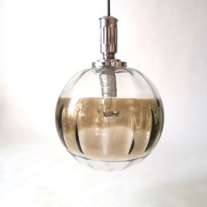 Vintage glass ball lamp Oberglas Austria, 70s ceiling ball lamp clear and brown glass handmade