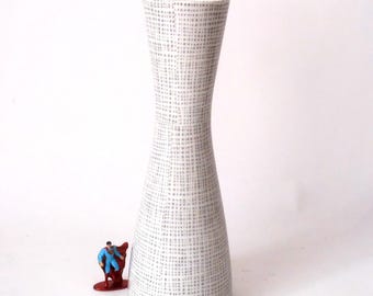Large vintage Rosenthal porcelain vase, form 2000 design series, mid century modern white gray silk bast decor porcelain vase, op art 70s