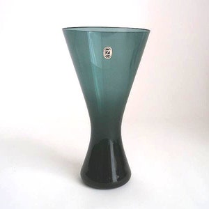 Smoked glass Vase - Schott Zwiesel - German glass - Smoked blue glass - Mid century modern glass - tourmaline - Turmalin - colored glass