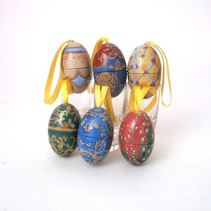 Set of six vintage metall easter egg, mid century metall candy container easter egg present box