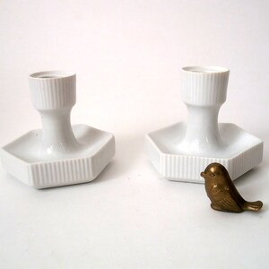 Set of 2 mid century porcelain candle stick holders, Thomas West Germany MCM 1960s, festive table decor - vintage wedding