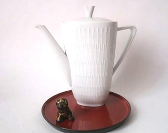 Mid century tea pot Hutschenreuther, finest German porcelain 50s tea pot, rockabilly tea pot, triangle classic white