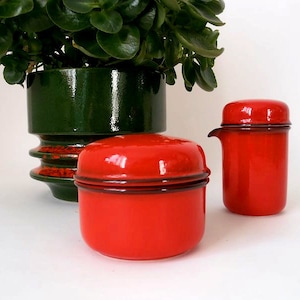 Vintage creamer and sugarbowl, scandic red Thomas West Germany 1970s, mid century modern dish, wgp sugarbowl mcm german vintage gift for her