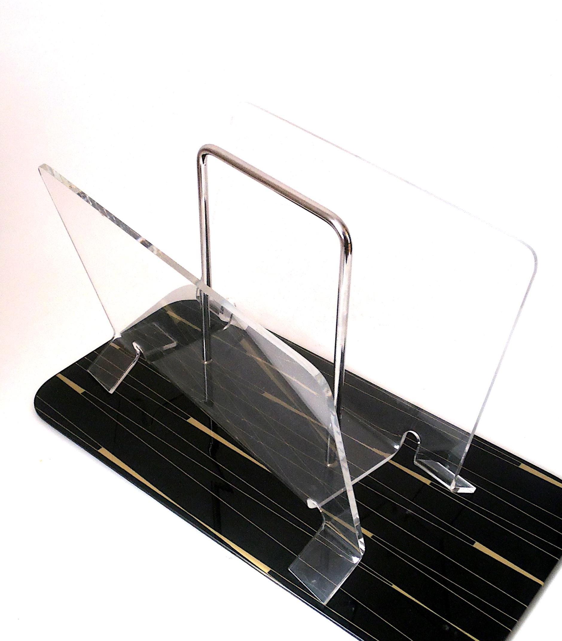 Magazine Rack Plastic Insert Mid Century Acrylic Magazine Rack With Chromed Handle, Boho Plexiglass ...