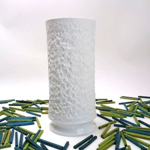 Vintage white unglazed vase, KPM Bavaria Royal porcelain, mid century  bisquit vase, bisque matte vase, 0p art  mcm Made in Germany WGP 70s