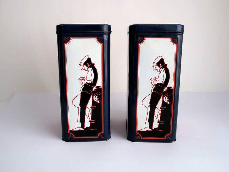 tin canister tobacco can mid century container vintage tin box kitchen decorative box trinket box decor collectible tins Old tin can