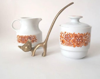 70年代ヴィンテージ磁器エッグカップ、Seltmann Weiden製、白/オレンジ