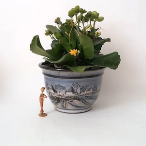 Vintage studio ceramic planter, indoor plant pot, boho flower pot, German pottery, mid century planter, nordic home decor, indoor gardening