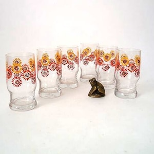 Vintage mid century shot glass, 60s shot glasses , rockabilly set of 6 shot glasses, colored shot glasses, vintage barware retro party