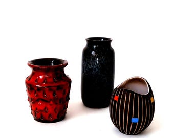 Vintage ceramic mid century vase, Fratelli Franciullacci strawberry, German pottery, space age vase 50s, 60s 70s, atomic age vase, wgp