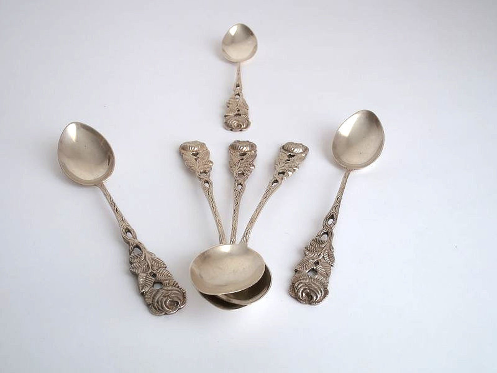 Silver tea spoons rose flatware small spoons wedding Etsy