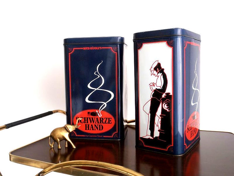 tin canister tobacco can mid century container vintage tin box kitchen decorative box trinket box decor collectible tins Old tin can