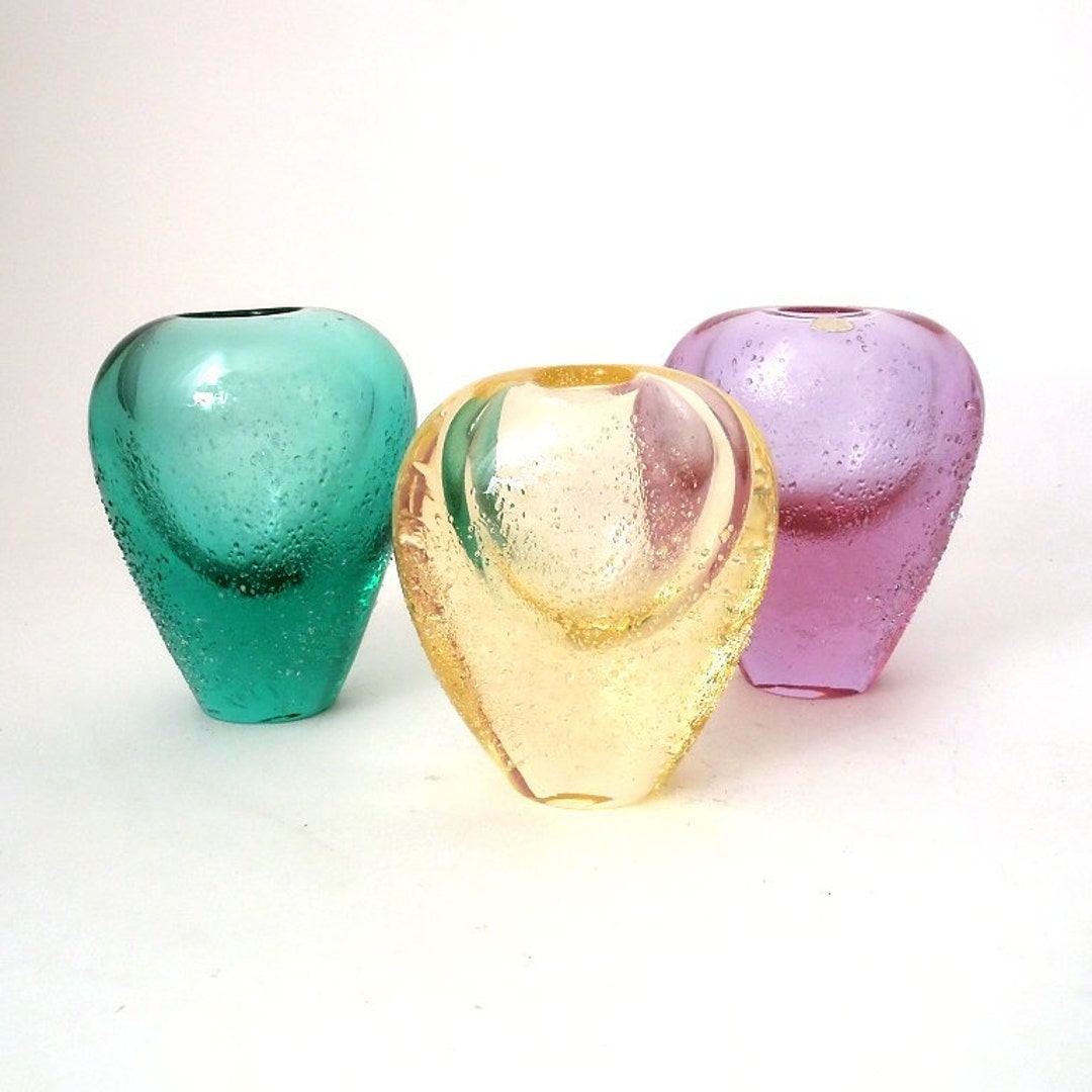 Set of Three Bohemian Czech Glass Vase Set of 3 Etsy
