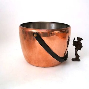 Vintage copper cooking pot- inside stainless steel, Culinox copper stalk pot, copper pan, vintage Swiss pan, cooking pot rustic kitchen