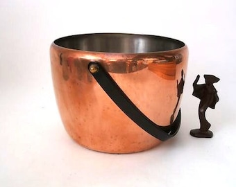 Vintage copper cooking pot- inside stainless steel, Culinox copper stalk pot, copper pan, vintage Swiss pan, cooking pot rustic kitchen