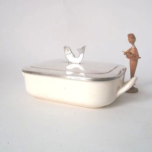 Vintage ceramic box WMF, 50s ceramic box, WmF mid century jewelry chest, mcm trinket box, small storage WMF ceramic box, ceramic jewelry box