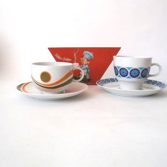 Vintage 70s Dish Cups Saucers, West Germany, 1970s Dish, German 