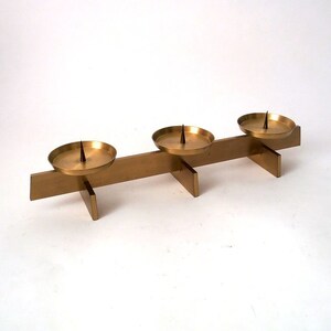 Vintage 3 flame brutalist brass candle holder 80s, minimalistic brass  candle holder, modern home decor, massive brass candle stick holder