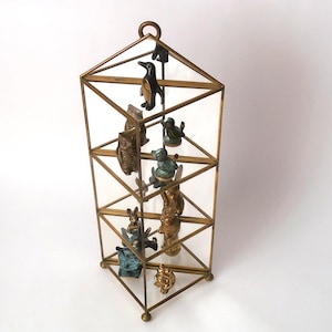 Vintage brass covert glass mirrored curio cabinet shelf, figurine display, home decor, 1970s curio display, miniatures display case
