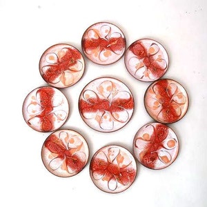 Mid century enamel coasters set of 10, enamel on copper coasters 1960s German vintage, MCM barware vintage party, retro bar cart