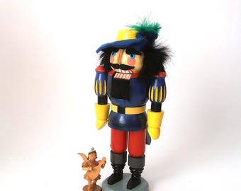 Vintage Wooden Nutcracker, Erzgebirge Ore Mountain, East Germany Christmas Decor