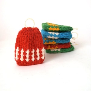 Vintage set of six crocheted 60s hats egg warmers made by grandmother home made egg warmers, handmade egg warmers