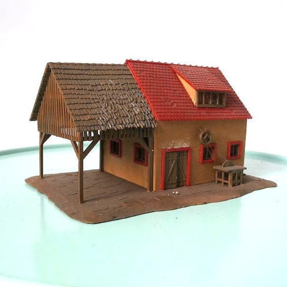Vintage model train house farm building architects miniature Etsy