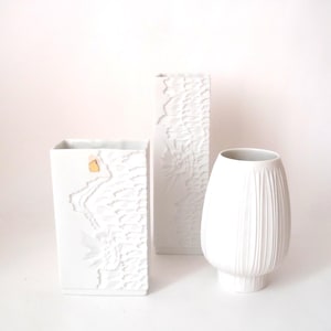 Vintage white unglazed vase biscuit porcelain vase, mid century bisquit vase, bisque matte porcelain vase, 0p art Germany WGP 70s