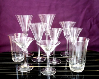 Vintage crystal glass glasses Zeus series, decor silver lining, design by Otto Rakel , produced by united Lausitzer Glaswerke (VLG) 1940s