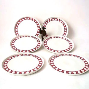 Vintage 70s set of 6 plates Melitta Hamburg, german vintage 60s dish, mid century breakfast plates, op art plates vintage cake plates