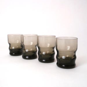 Vintage art deco smoked glass1 oz shot glasses set of 4 mouth-blown, vodka glasses, tequila glass, retro gift for him, hostess gift