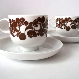 60s dish two cups, vintage coffee cup 60s design, fine china coffee cup tea cup Rosenthal German porcelain,abstract geometric floral decor