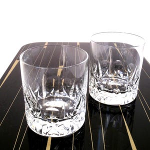 Set of two vintage lead crystal whiskey glasses hand cut, mid century whisky tumblers , set of 2 low ball whisky glasses , mcm German glas