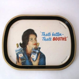 Old vintage tin serving tray promotional item by Booths Gin 60s/ 70s, collectible serving tray, mid-century metal tray