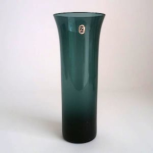 Smoked glass Vase - Schott Zwiesel - German glass - Smoked blue glass - Mid century modern glass - tourmaline - Turmalin - colored glass