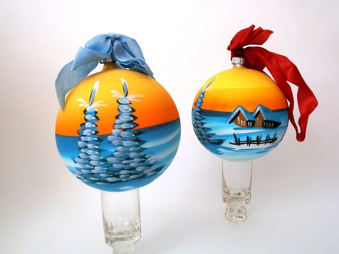 XL Vintage German Christmas Ornaments Set of 2 Big Christmas Etsy