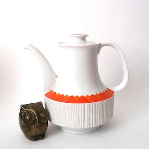 Mid century coffee pott, mcm coffee set, Thomas Rosenthal Arcta orange Richard Scharrer, bisque matte tea pot, West Germany 60s, mcm