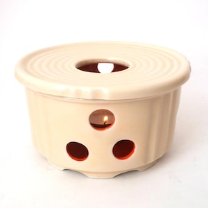 Vintage Art Deco ceramic tea cosie cream white, antique dish rechaud, tea warmer art deco Germany