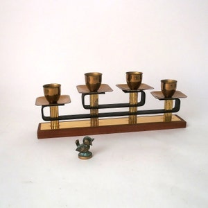 Vintage playful candle holder, mid century wrought iron and brass candle holder, 4 flame candle holder, chandelier candle stick holder, mcm