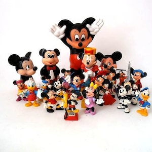 Vintage Mickey Mouse figurines, mid century Walt Disney toy figurines, Disney character, Disney cartoon characters