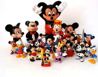 Vintage Mickey Mouse figurines, mid century Walt Disney toy figurines, Disney character, Disney cartoon characters