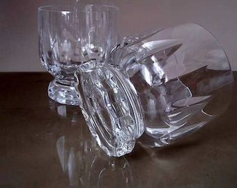Vintage  set of 2 low ball lead crystal whiskey glasses Villeroy & Boch, mid century whisky tumblers, mcm German glass
