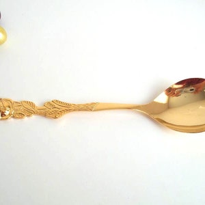 Gold sugar and cream spoons, rose flatware, gold wedding flatware, rose decor spoons, small spoons, gold flatware, hildesheimer rose image 6